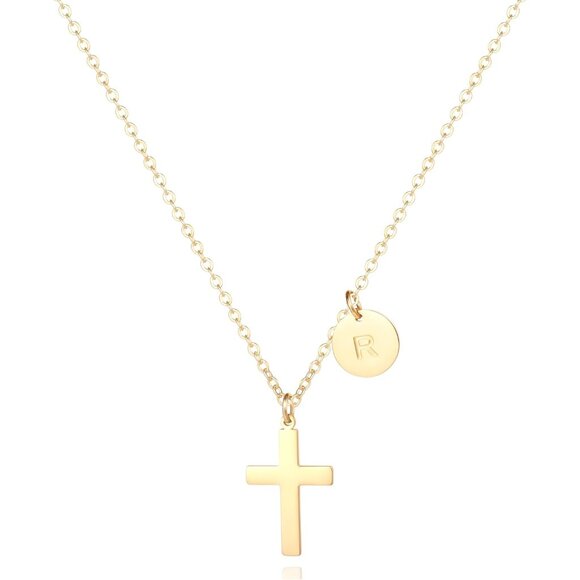 Personalized 18K Gold Plated Cross Necklace - Gift for Women’s Special Moments - Picture 1 of 7
